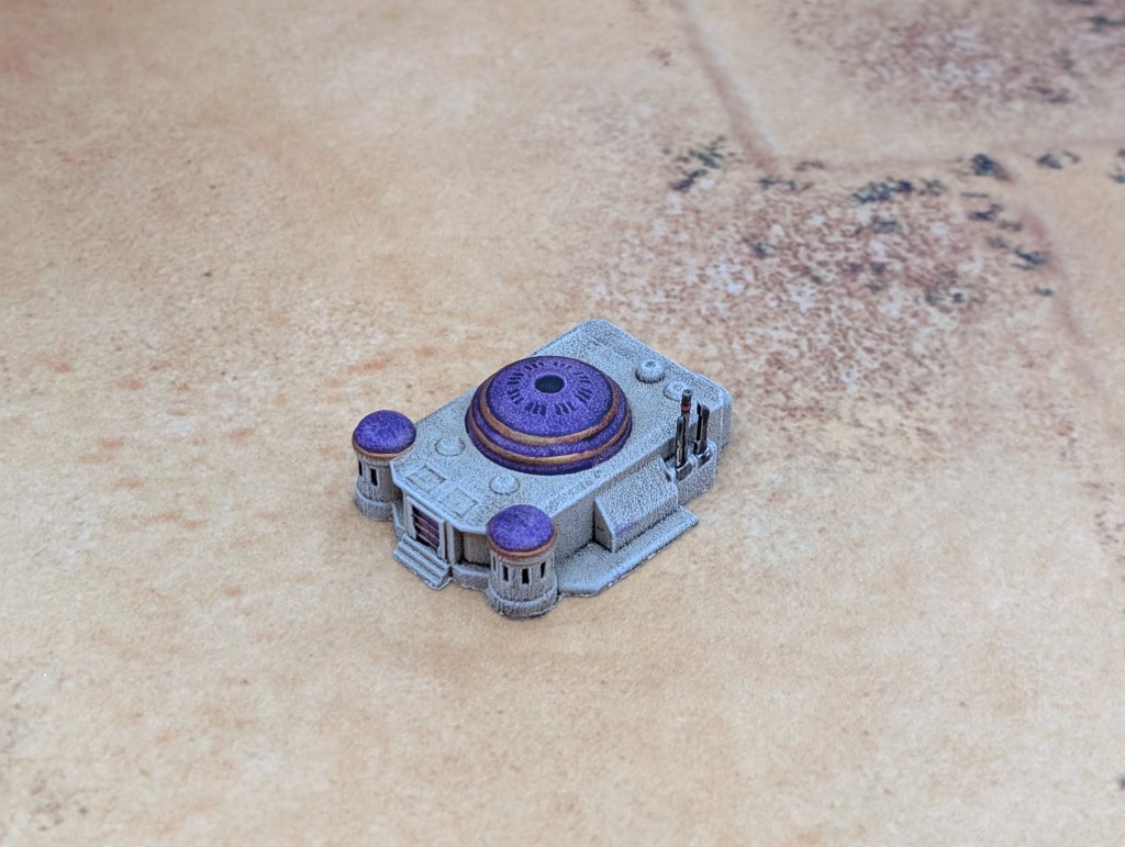 6mm scale desert building with purple domed roof